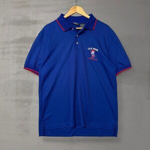 Vintage Ole Miss Rebels Blue Mesh Polo Collared Short Sleeve Shirt Large